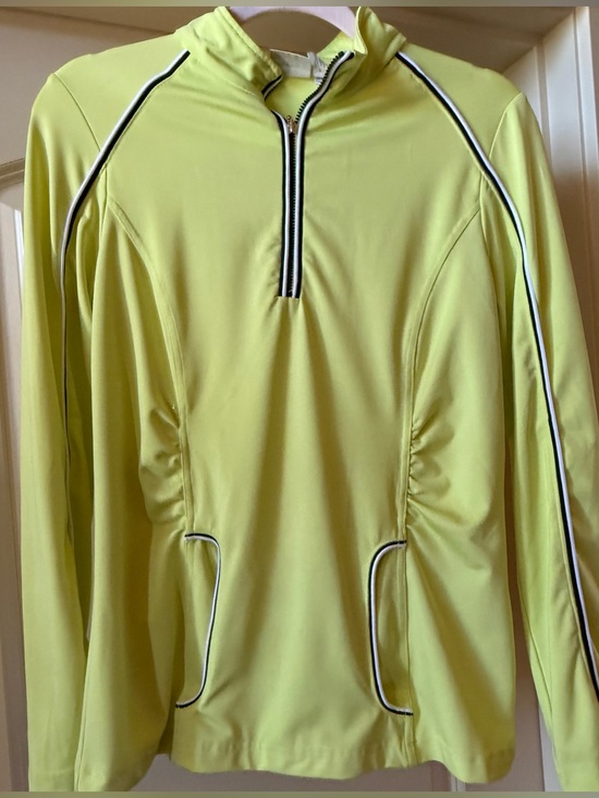 Chico's Tops - Chicos Golf Sz 0 Light Yellow Quarter-Zip Active Pullover with Contrast Piping